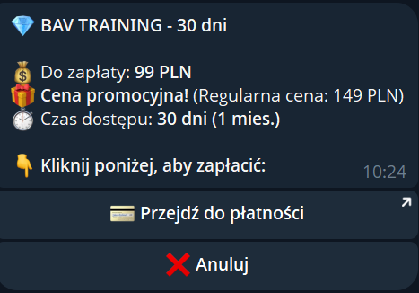 Telegram: przejście do płatności